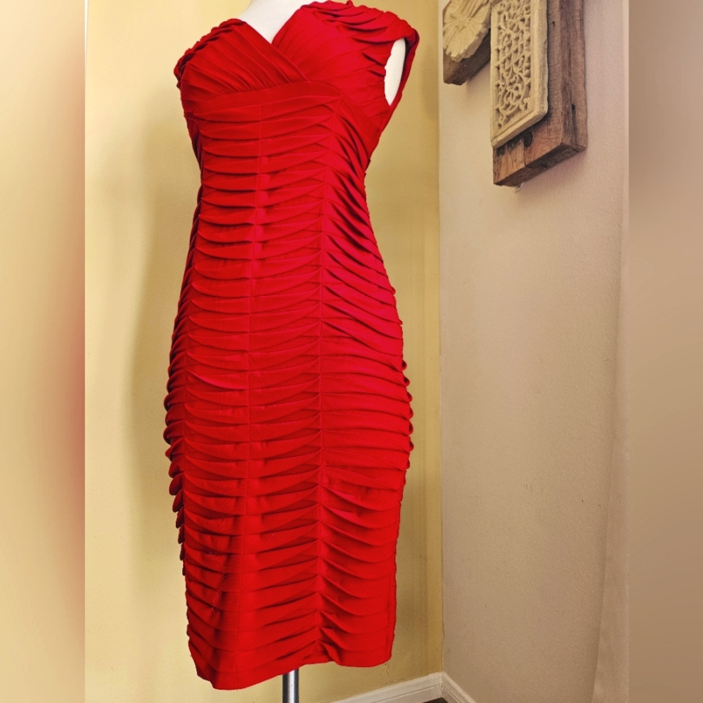 Adrianna Papell Red Runched Dress